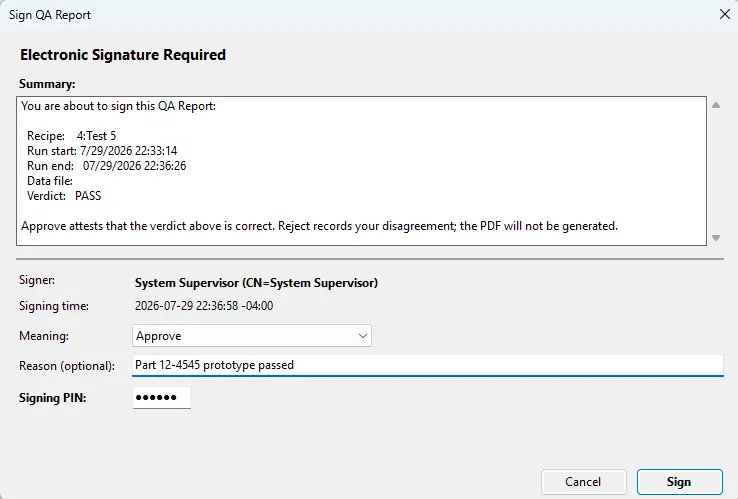 Screenshot showing that the signer sees exactly what they are attesting to.